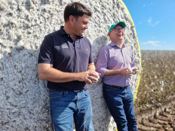Minister for Agriculture Murray Watt on farm with Ross Burnett