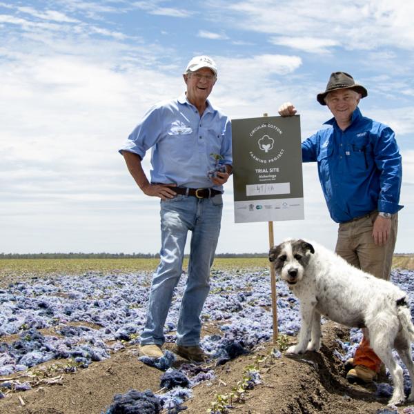 Cotton grower Sam Coulton with lead researcher Dr Oliver Knox